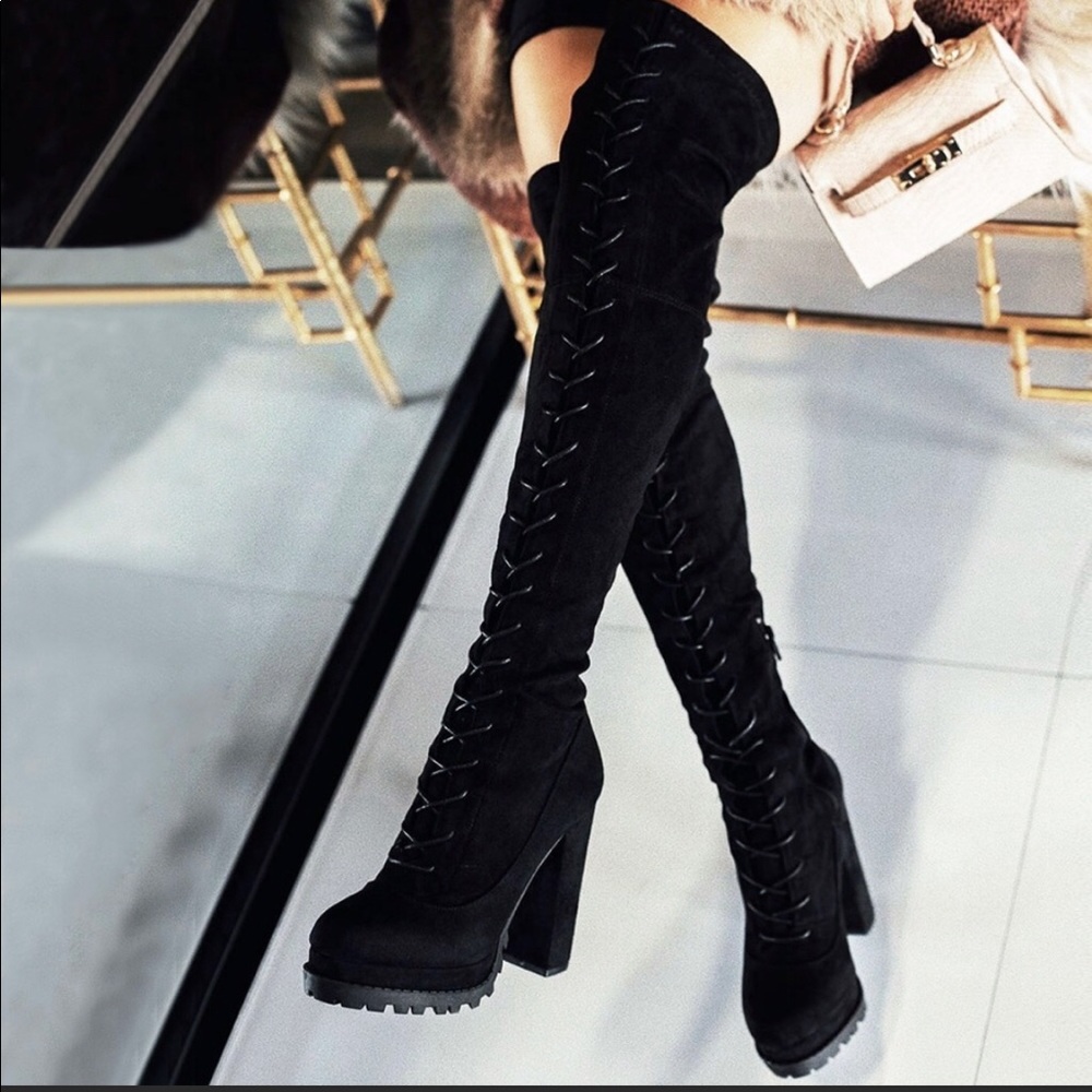 Lace up over the knee boots